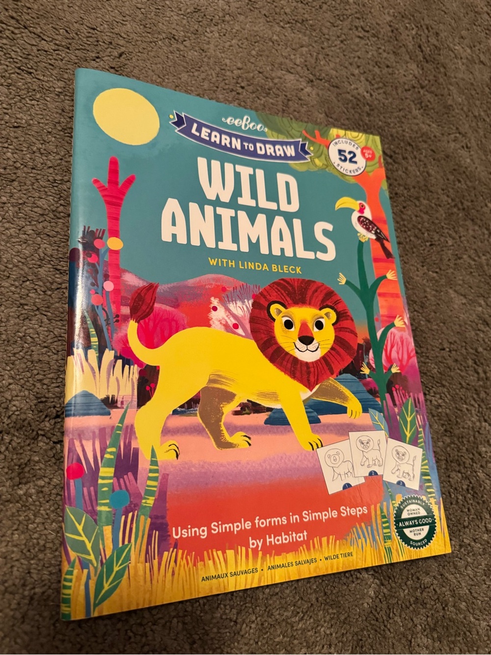 Learn to Draw Wild Animals Book - Yellow & Teal
